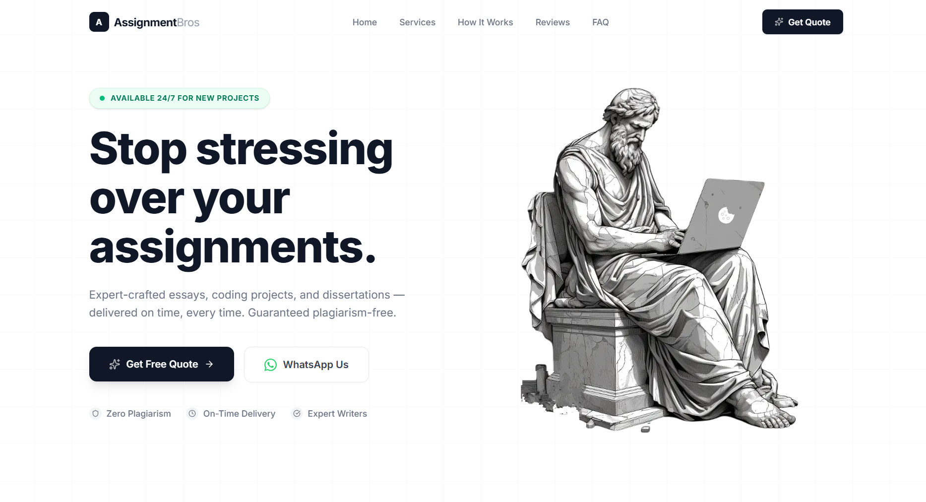 AssignmentBros landing page screenshot