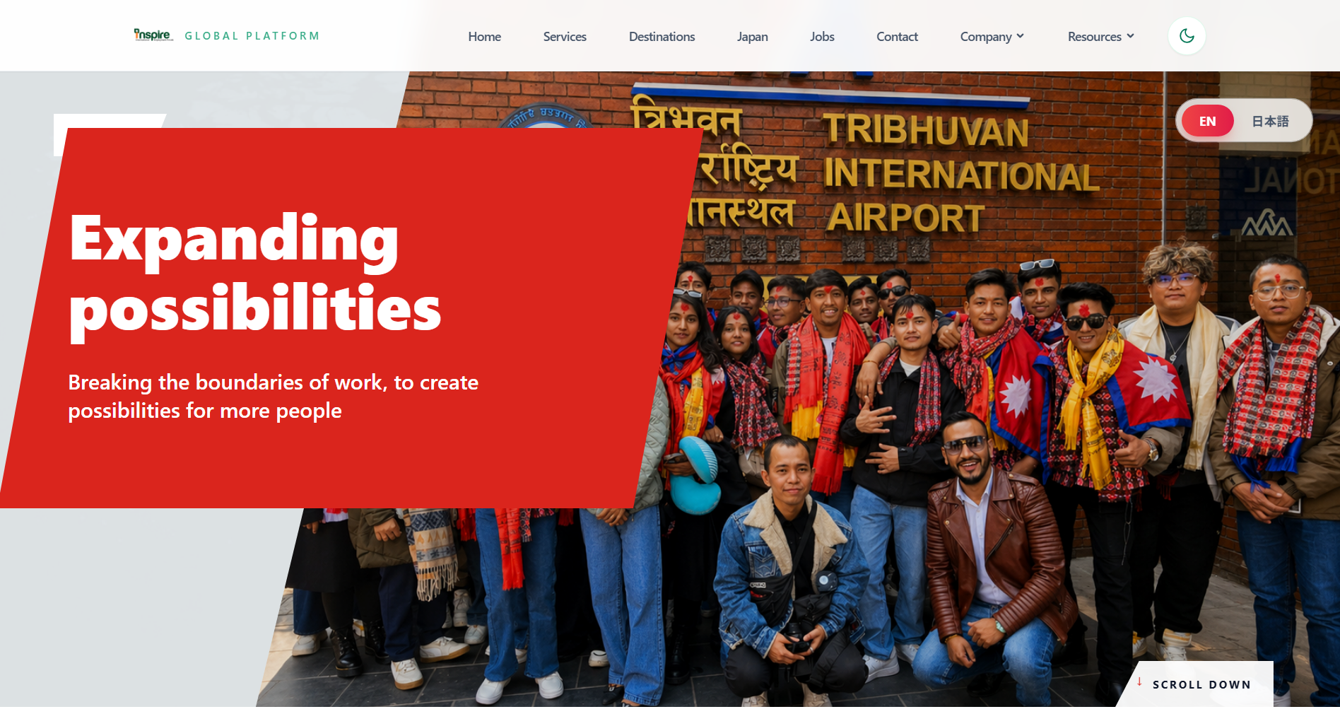 Inspire Global platform homepage screenshot